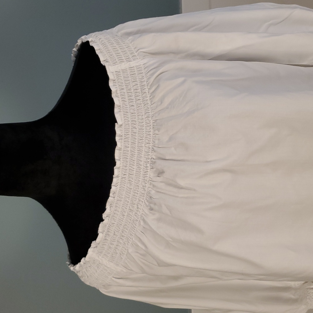 J. Jill Crisp White Smocked Top Oversized S - Picture 2 of 9